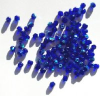 100 4mm Faceted Cobalt AB Firepolish Beads